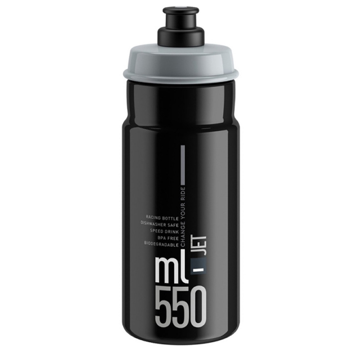

Фляга велосипедная Elite JET BLACK GREY LOGO, 550 мл, 190403, Черный