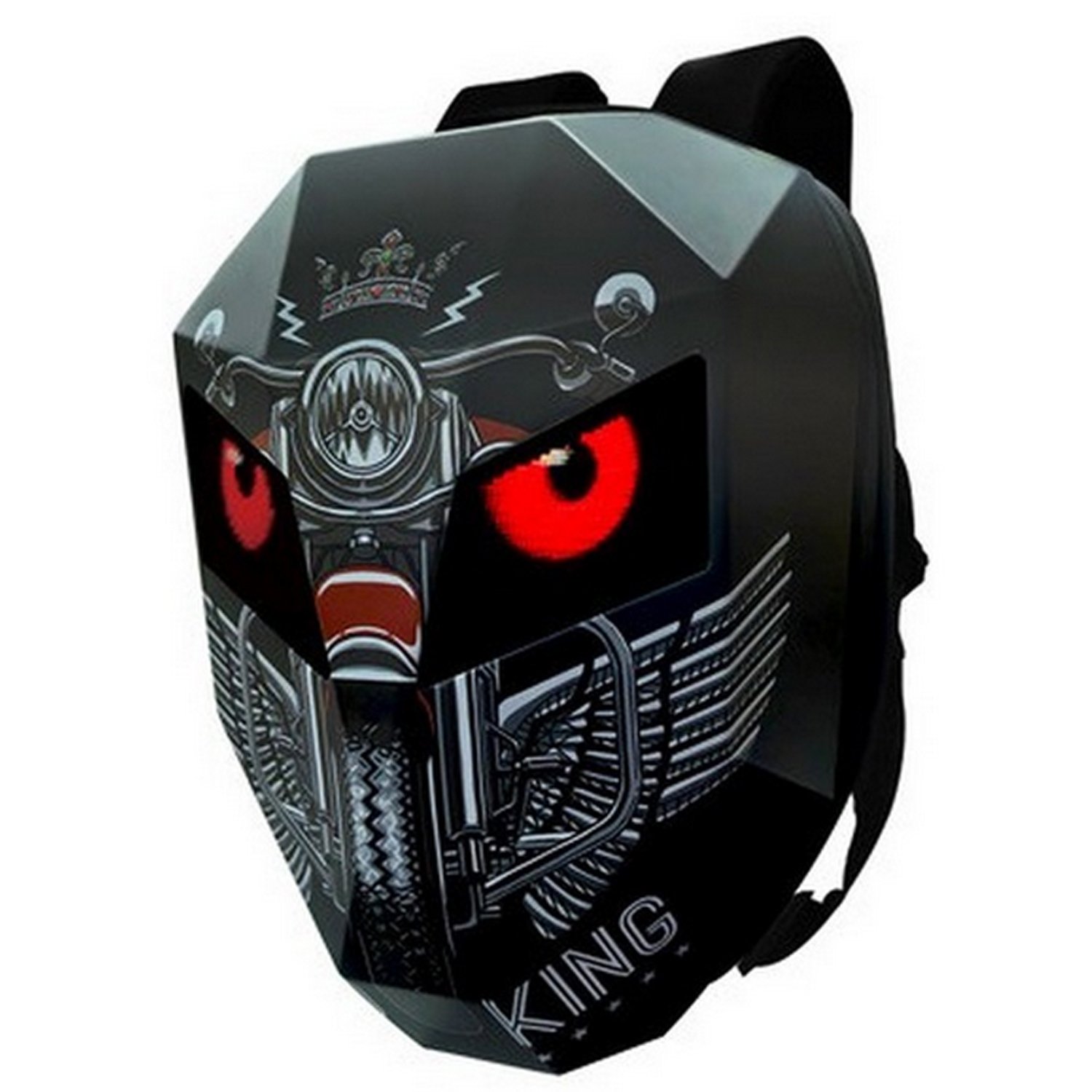 Велорюкзаки Рюкзак мото LOY-Iron Man LED Knight, пиксели 48*48, 48х31х18 см, USB 5V/2A , Bluetooth, чёрные крылья, ARV000560