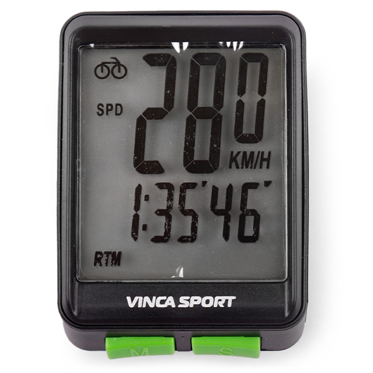  Велокомпьютер Vinca Sport, 12 функций, беспроводной, черный c зеленым, V 1507 black/green