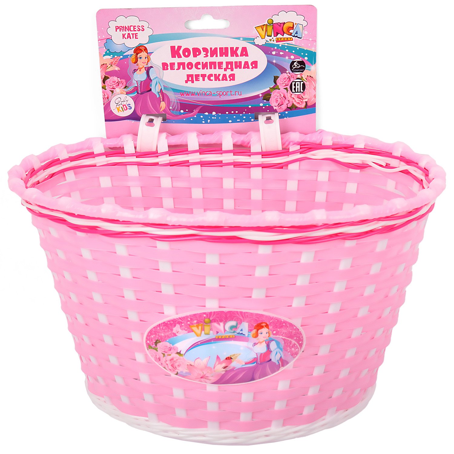 

Велокорзина Vinca Sport, детская , на руль, P04 Princess Kate, Розовый