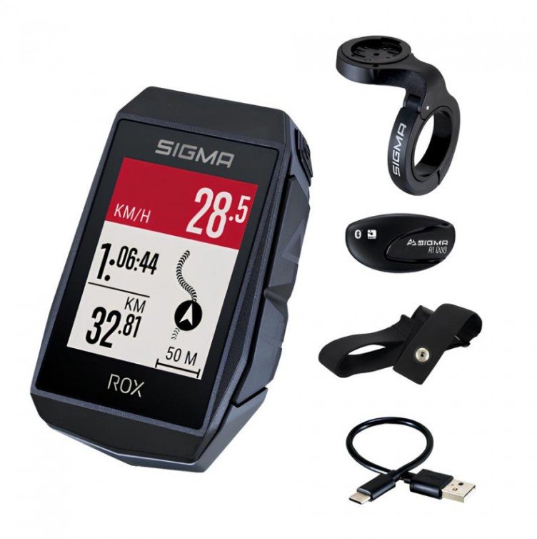   ВашВелосипед Велокомпьютер SIGMA ROX 11.1 EVO HR Set 150+ функций, с датчиком пульса, GPS, BLUETOOTH (Android, IOS) черный, 4-001032