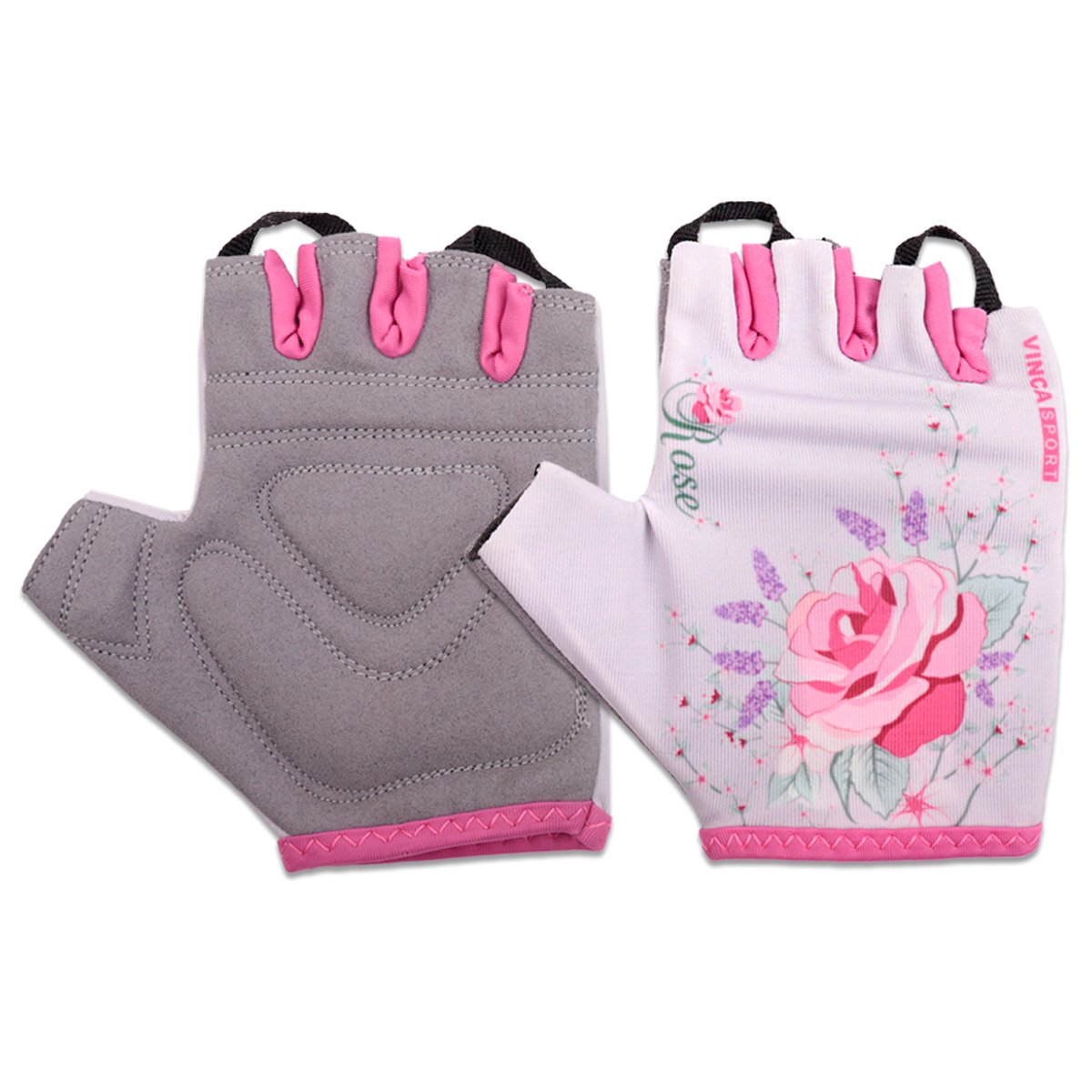  Велоперчатки детские Vinca Sport, белые, VG 968 Rose (Размер: 3XS)