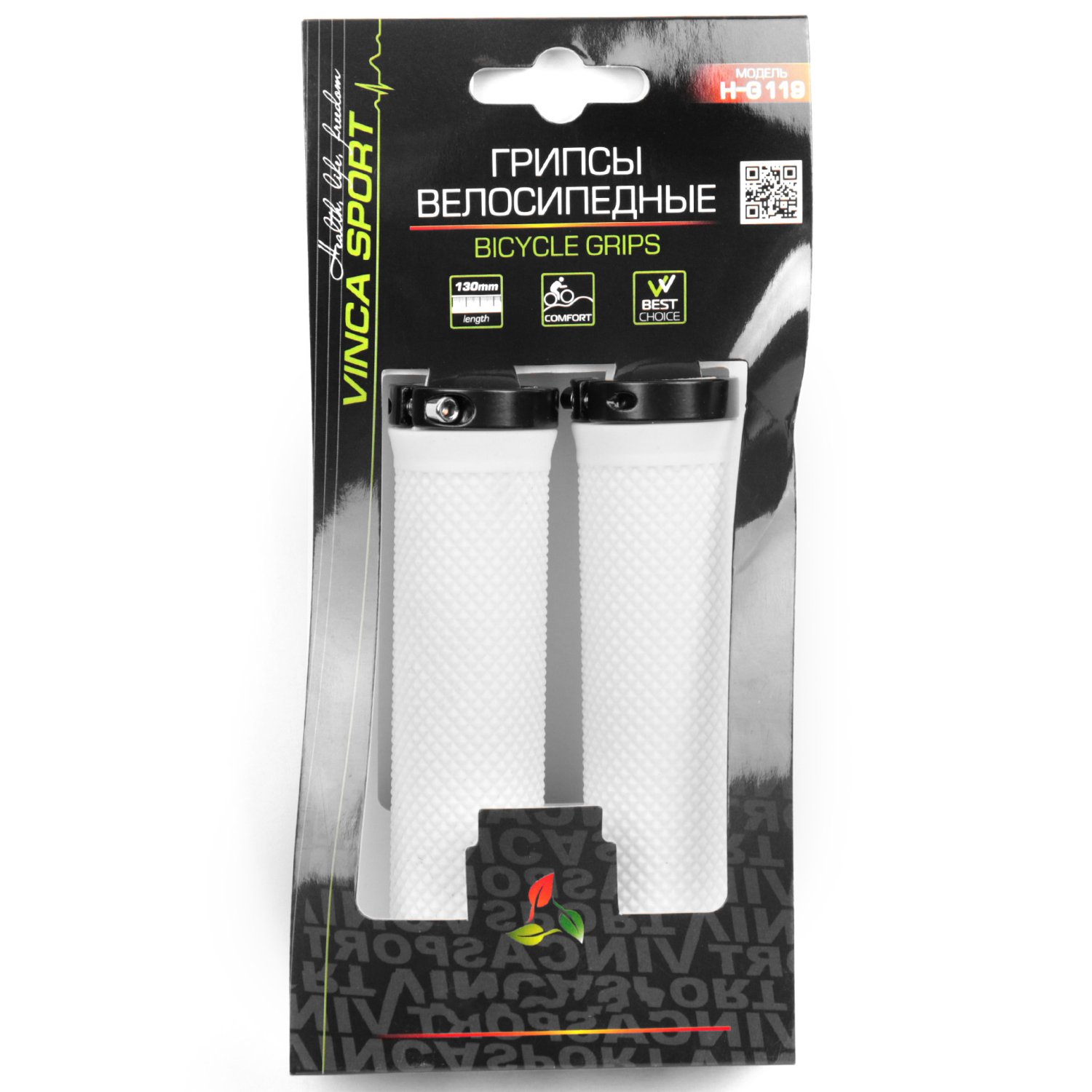 

Грипсы велосипедные Vinca Sport, с зажимами, 129мм, белые, зажим черный, H-G 119 white/black, Белый
