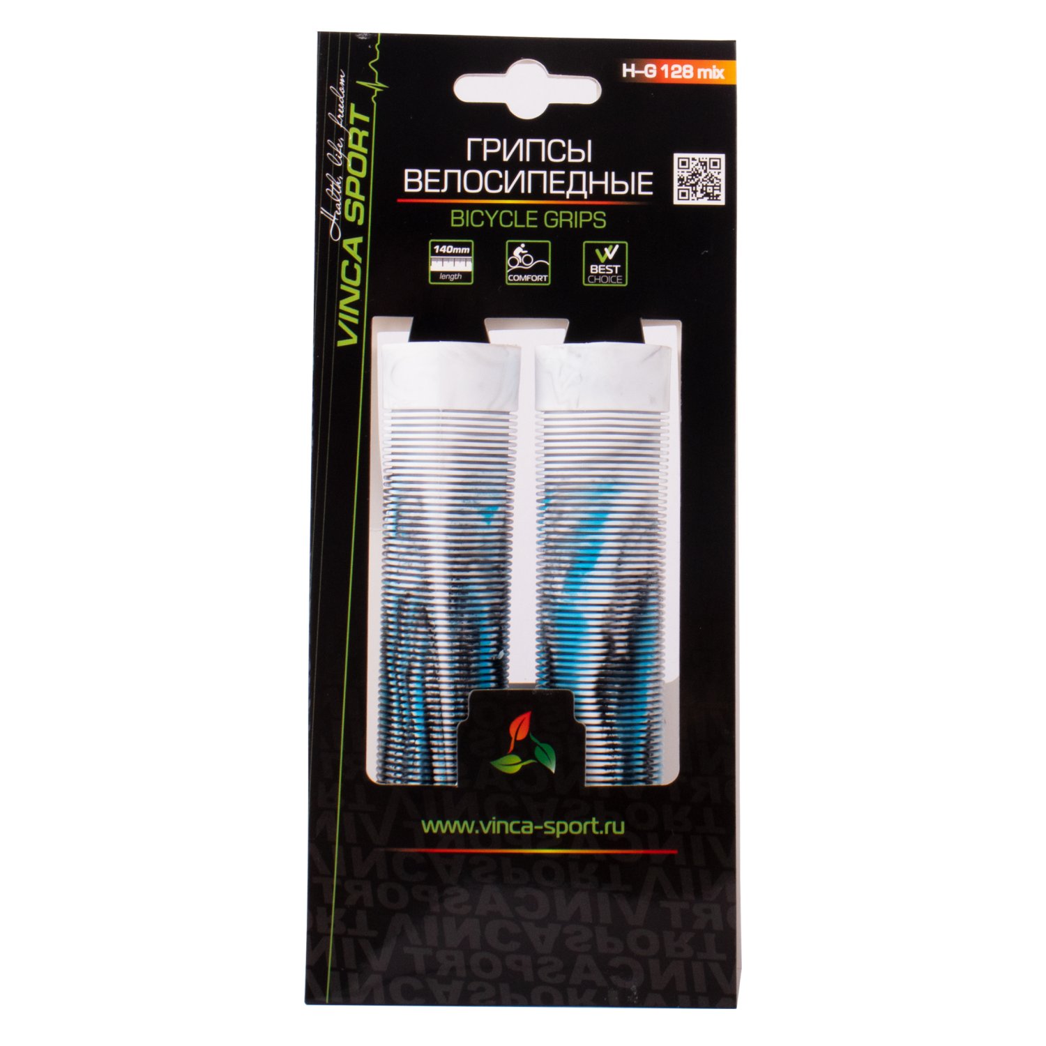 фото Грипсы велосипедные vinca sport, 140мм, черно-голубые, h-g 128 mix blue