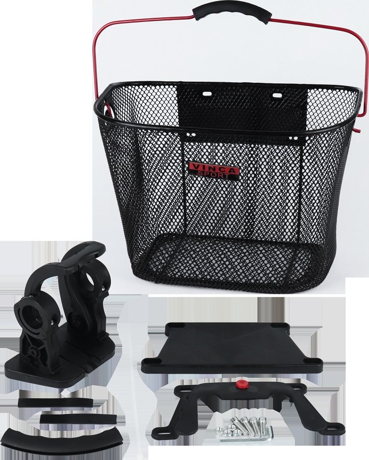 Корзина для велосипеда  ВашВелосипед Велокорзина Vinca Sport, передняя, черная, красная ручка, P 01 black/red