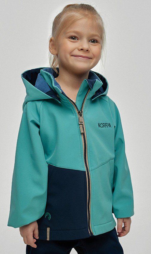 Куртки детские  ВашВелосипед Куртка детская NORPPA MANA KID'S SOFTSHELL JKT, мята, 100109 (Рост: 140)
