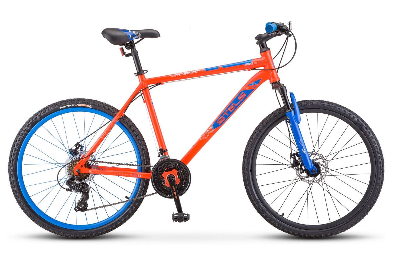 

Велосипед горный STELS Navigator 500 D 26", 2022, LU088917 (Рама: 20. Цвет: Синий/красный)