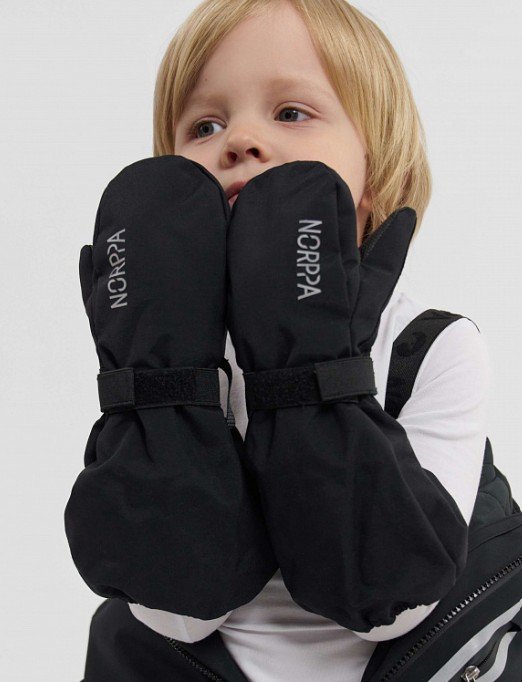  Рукавицы детские NORPPA KOMITO KID'S MITTENS 2, 060 чёрный, 100466 (Размер: 2)
