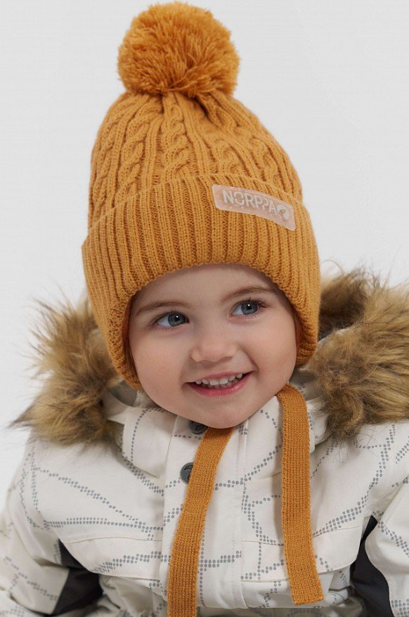 

Шапка детская NORPPA COLA 2 KID'S BEANIE, 100472 (Цвет: пламя), Коричневая