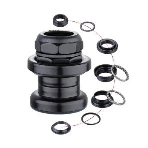 Рулевые колонки Рулевая колонка MIXIEER, 1, резьбовая, EC 30/25.4-24T  EC 30/27, подшипники 5/32x16- 2шт, черная, QLP-5D2(BK)