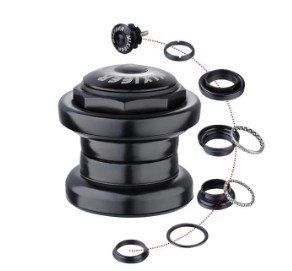 Рулевые колонки Рулевая колонка MIXIEER, 1-1/8, безрезьбовая, EC 34/28.6 EC 34/30, подшипники 5/32x20,, с якорем, черная, QLP-18(BK)
