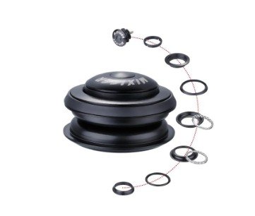 Рулевые колонки Рулевая колонка MIXIEER, 1-1/8, безрезьбовая, ZS 44/28.6  ZS 44/30, подшипники 5/32x20, с якорем, черная, QLP-13(BK)