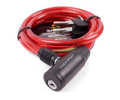 

Замок велосипедный Vinca Sport, тросовый, 8*1200мм, красный, полиэтилен, VS 102.102 red polybag