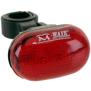 Фонарь велосипедный M-WAVE, задний, 3 диода, 2 функции, красный, с батарейками, 5-221040