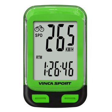 Велокомпьютер Vinca Sport, 12 функций, проводной, зеленый, инд.уп. V-3500 green