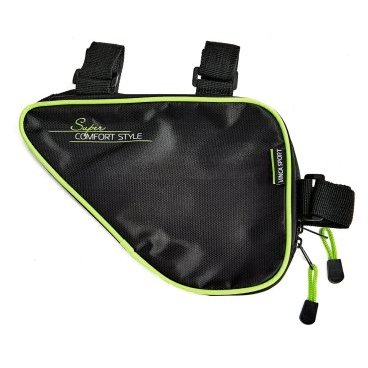 Сумка под раму велосипеда Vinca Sport, карман для телефона внутри сумки, 270*220*65мм , зеленый кант, FB 05-1 gr