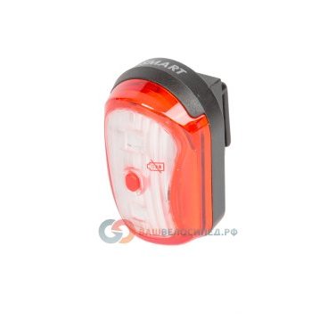 Фонарь SMART задний 2 диода(1*.0,5W) 1 функция, влагозащитный, красный с батарейками (100) 5-221514