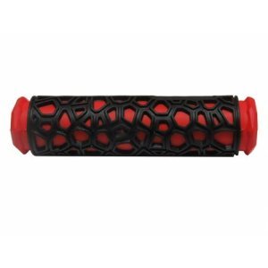 Ручки на руль H106 резиновые "паутина"130мм, черно-красные, 00-170487