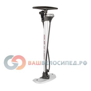Насос велосипедный GIYO6- GF-54 напольны, стальной, c манометром, серебристый, 6-170054
