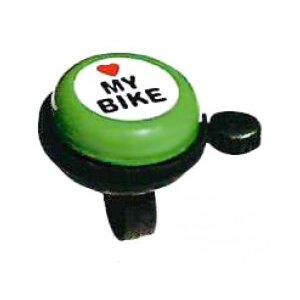Звонок велосипедный TBS"I LOVE MY BIKE" зелёный, сталь/пластик, BELL-03E