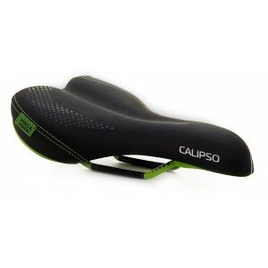 Велосипедное седло Vinca Sport 258*160 мм европодвес, черное с зеленым, VS 04 calypso black/green