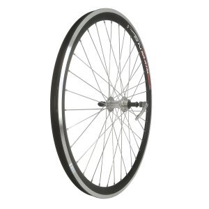 Колесо велосипедное 26" заднее, обод двойной алюминиевый чёрный, с эксцентриком, серебристрый