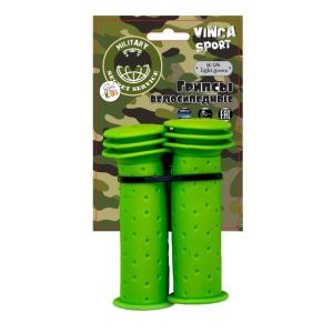 Грипсы велосипедные детские, Vinca Spor 102мм, резиновые, зеленые,  H-G 96 military
