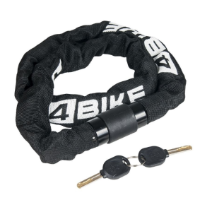 Велосипедный замок 4Bike 605, цепь, на ключ, тканевая-оболочка, 6x1000, черный, ARV-JJ-605-BLK