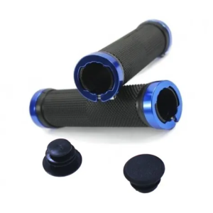 Грипсы велосипедные комплект, 130мм, с фиксаторами, индивидуальная упаковка, черный/синий, HL-G201-B